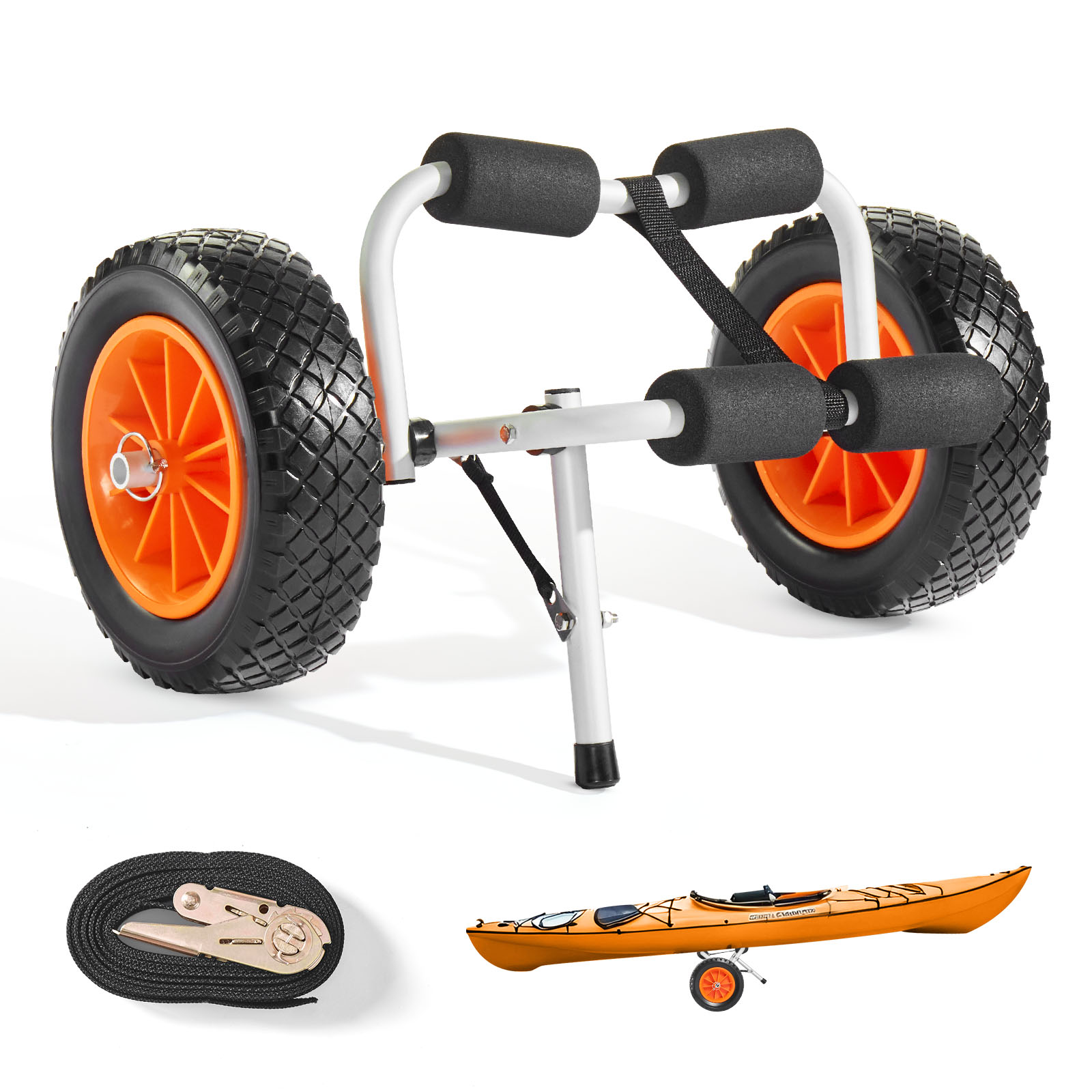 Fishing Kayak Cart - SucceBuy 200 lbs Kajakwagen, faltbarer Kajak-Trolley